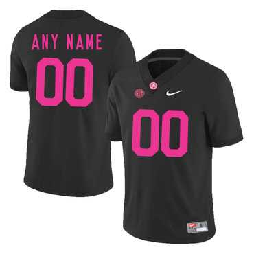 Mens Alabama Crimson Tide Black Customized 2017 Breast Cancer Awareness College Football Jersey->customized ncaa jersey->Custom Jersey